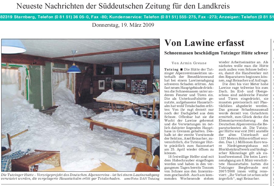 Artikel zum Lawinenungl&uuml;ck