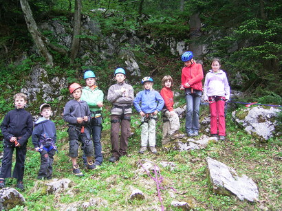 Laufen auf dem Seil, Mutprobe fuer Kinder