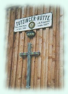 Bild: Schild Tutzinger H&uuml;tte und Kreuz